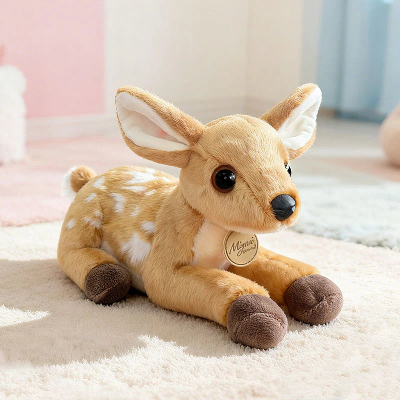 Peluche Cerf Mignon 25cm - Doudou Animal Dessin Animé Doux, Cadeau Enfant Noël Anniversaire