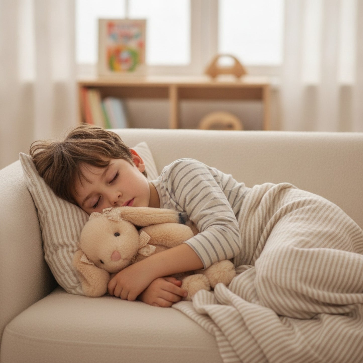 Poupée Lapin Timide Peluche 35cm - Coussin Mignon Cadeau Enfant