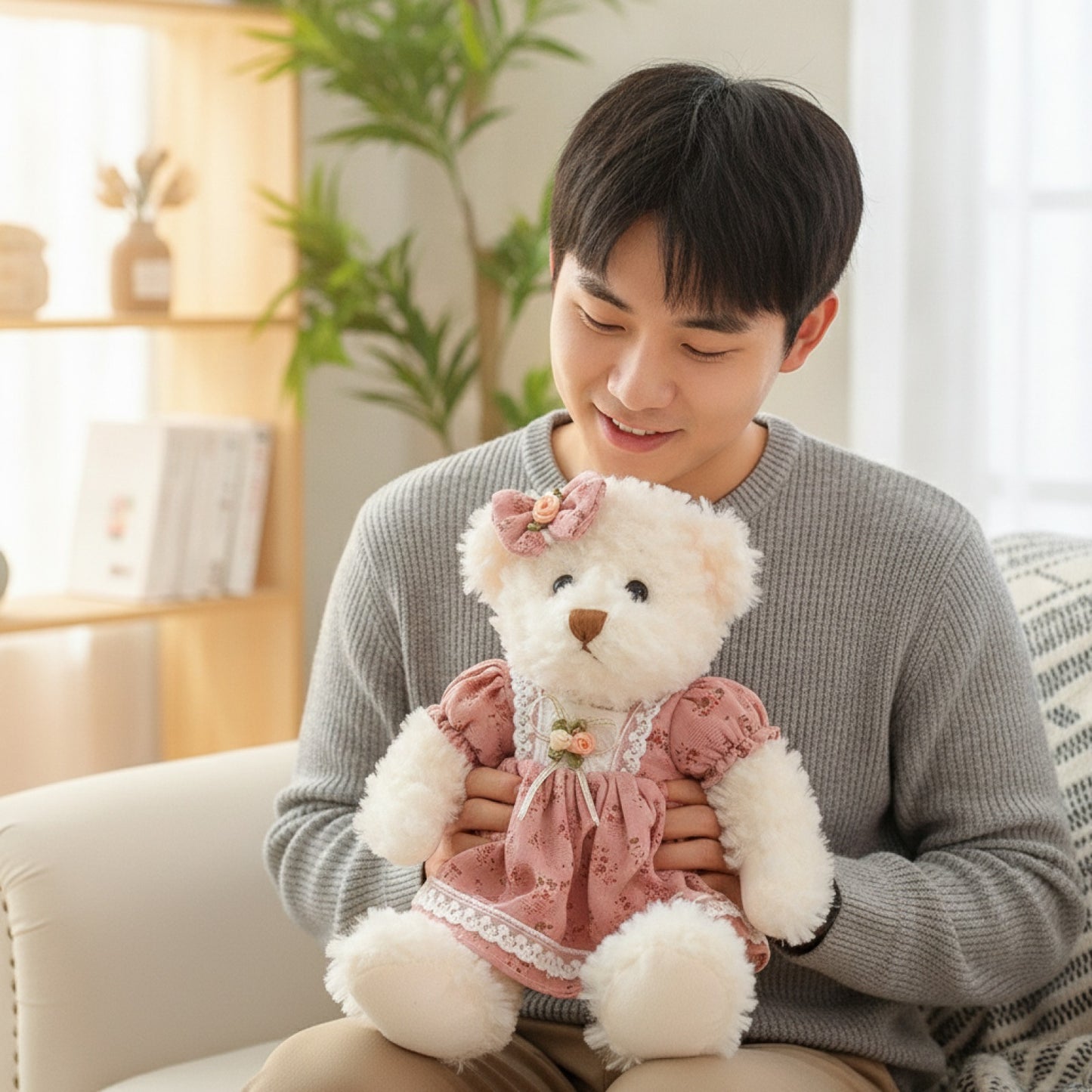 Lot de 2 Ours en Peluche Kawaii 26cm - Cadeau Idéal Fille & Bébé