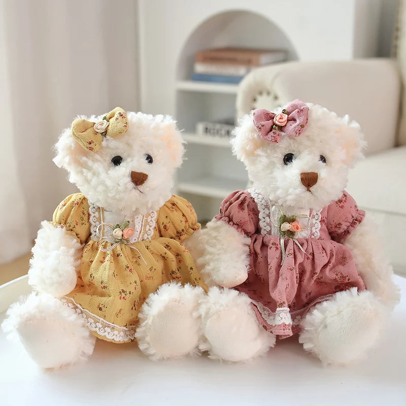 Lot de 2 Ours en Peluche Kawaii 26cm - Cadeau Idéal Fille & Bébé