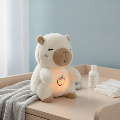 Peluche Ours Respiratoire Bébé - Compagnon Apaisant avec Son et Lumière (Blanc)