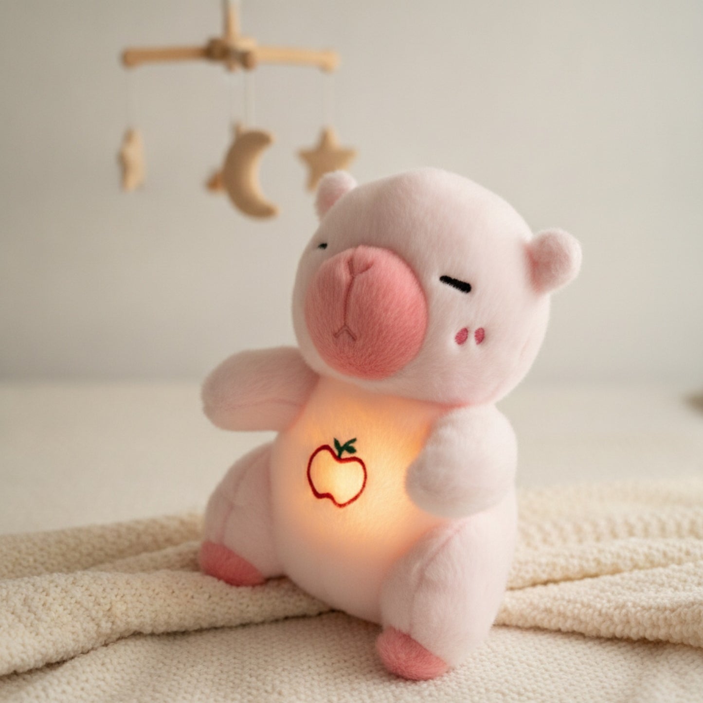 Peluche Ours Respiratoire Bébé Rose - Compagnon Apaisant avec Son et Lumière