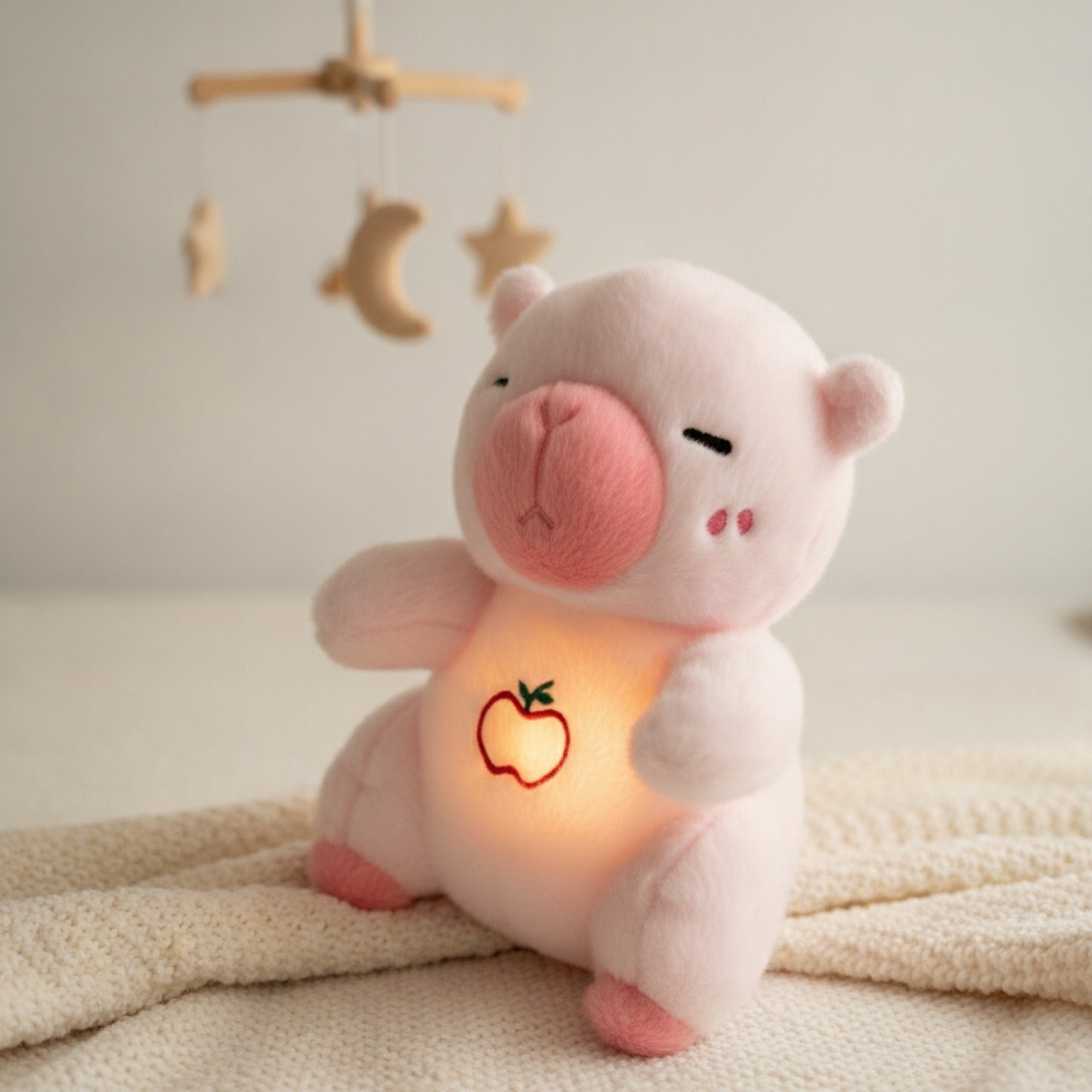 Peluche Ours Respiratoire Bébé Rose - Compagnon Apaisant avec Son et Lumière