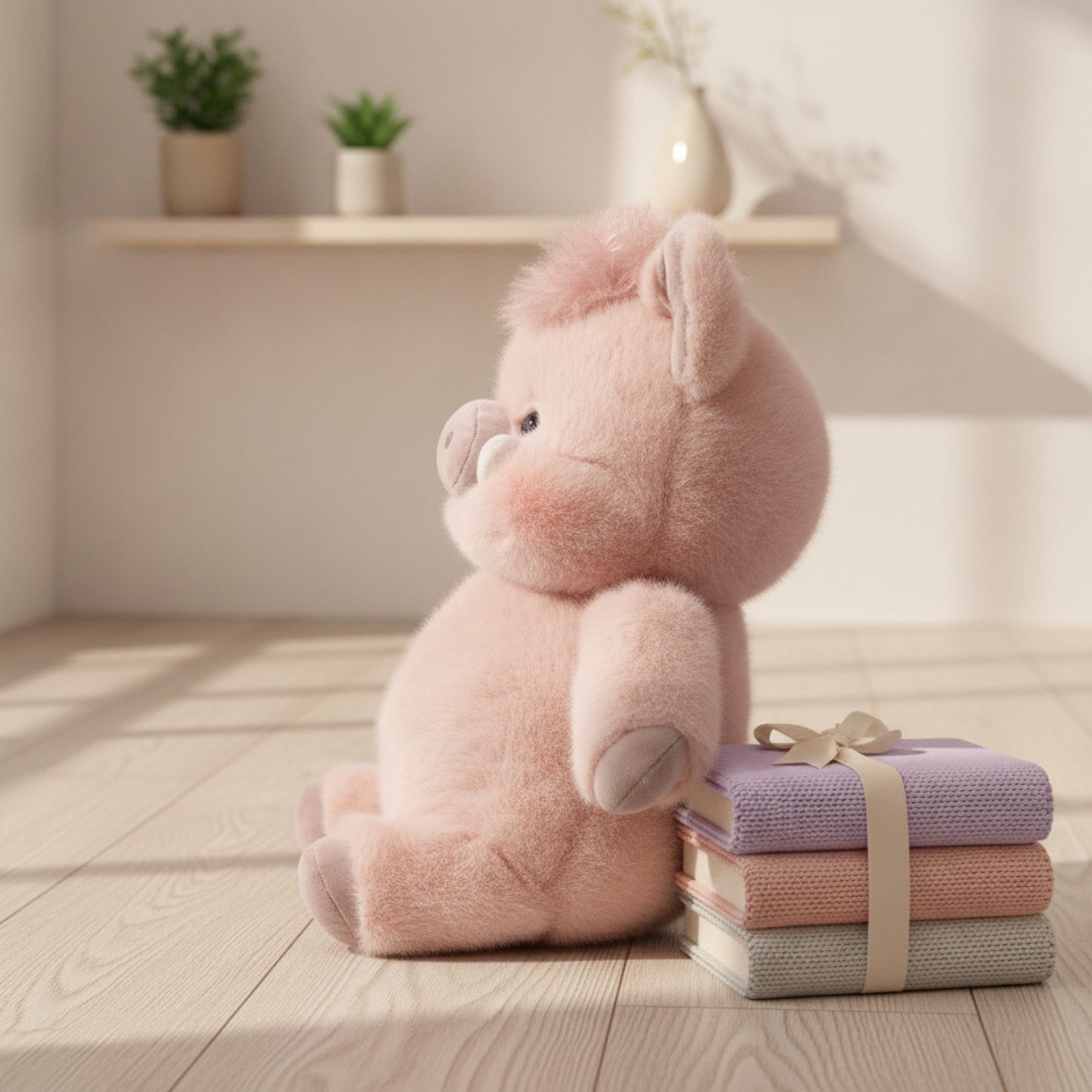 Cochon en Peluche Doux 17,7 Pouces - Cadeau Créatif et Soutien Émotionnel (Prune)