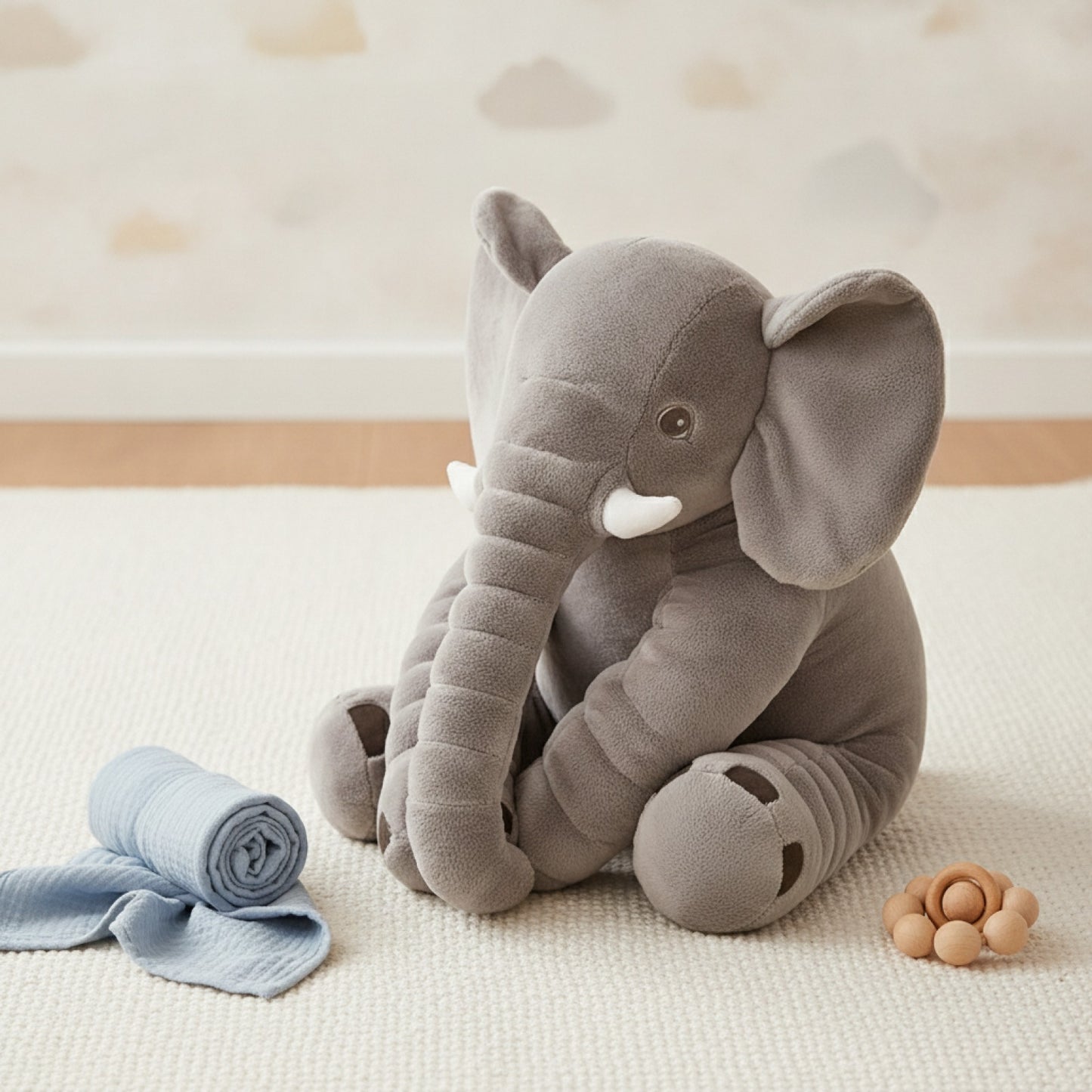 Peluche Éléphant Doux 40cm - Oreiller Bébé & Cadeau Enfant