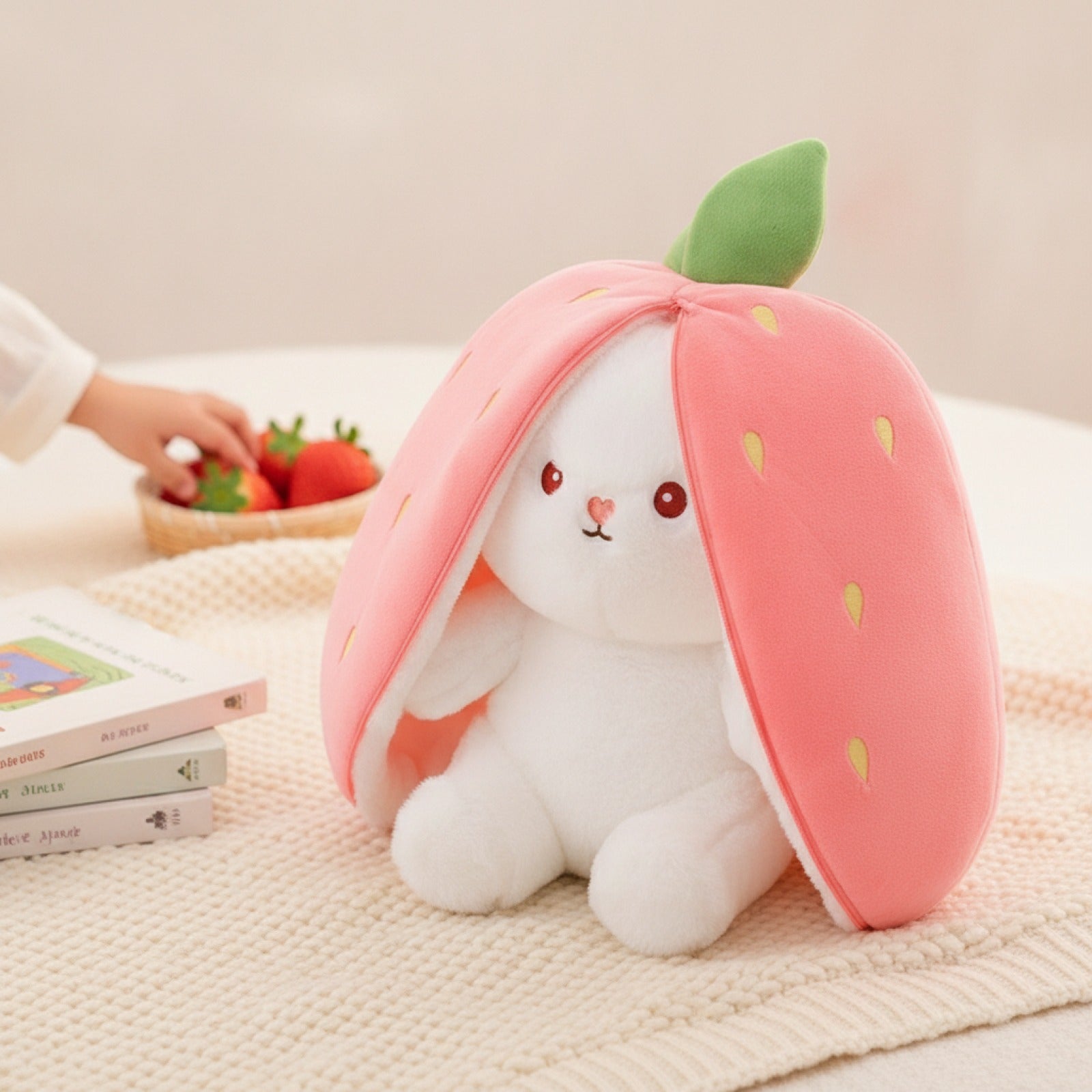 Peluche Lapin Fraise 25cm - Cadeau Enfant Original