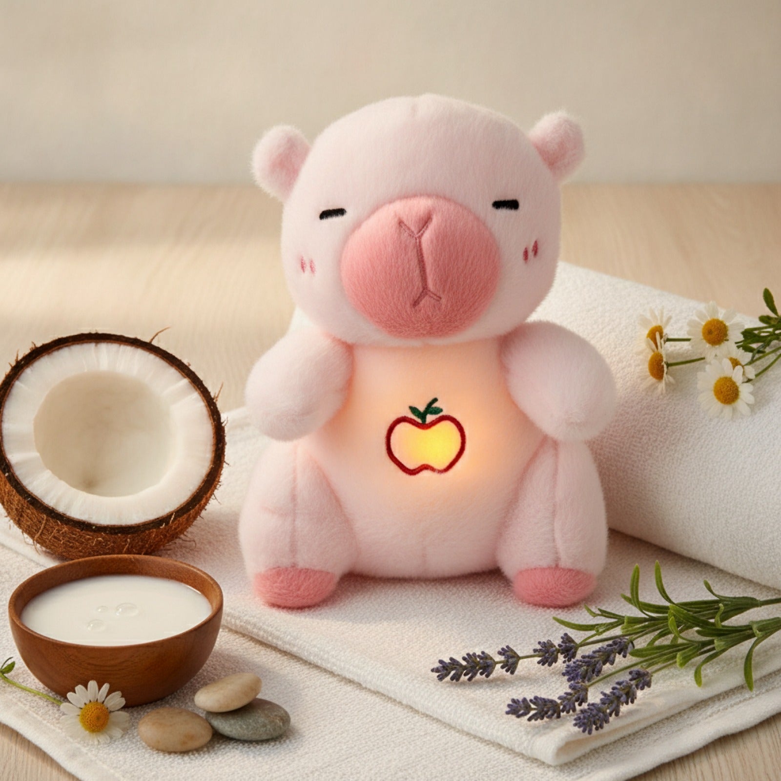 Peluche Ours Respiratoire Bébé Rose - Compagnon Apaisant avec Son et Lumière