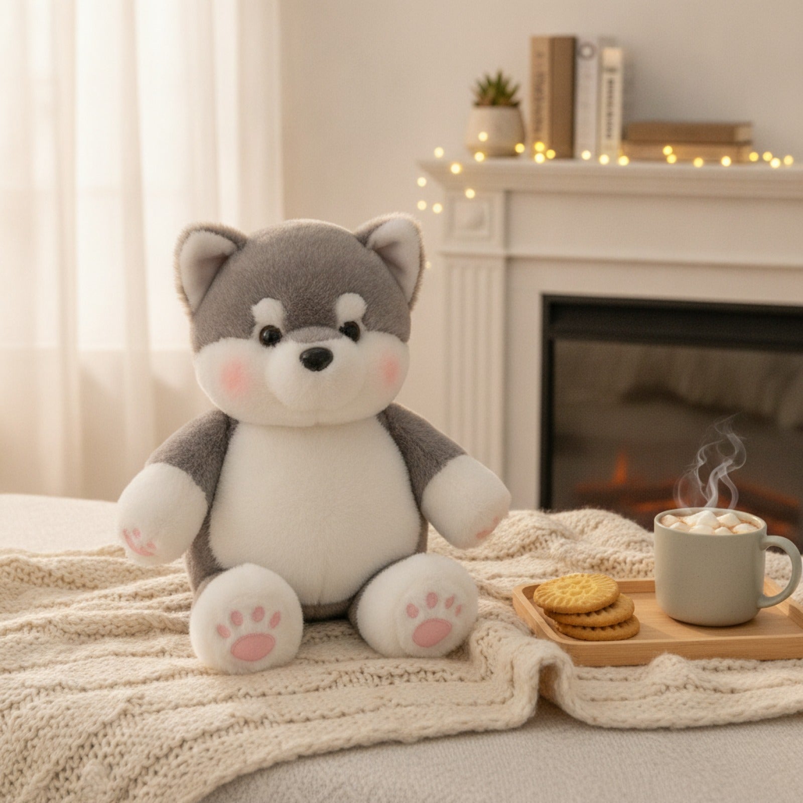 Cochon en Peluche Doux - Coussin Mignon et Confortable (17,7 pouces, Brun Sable)
