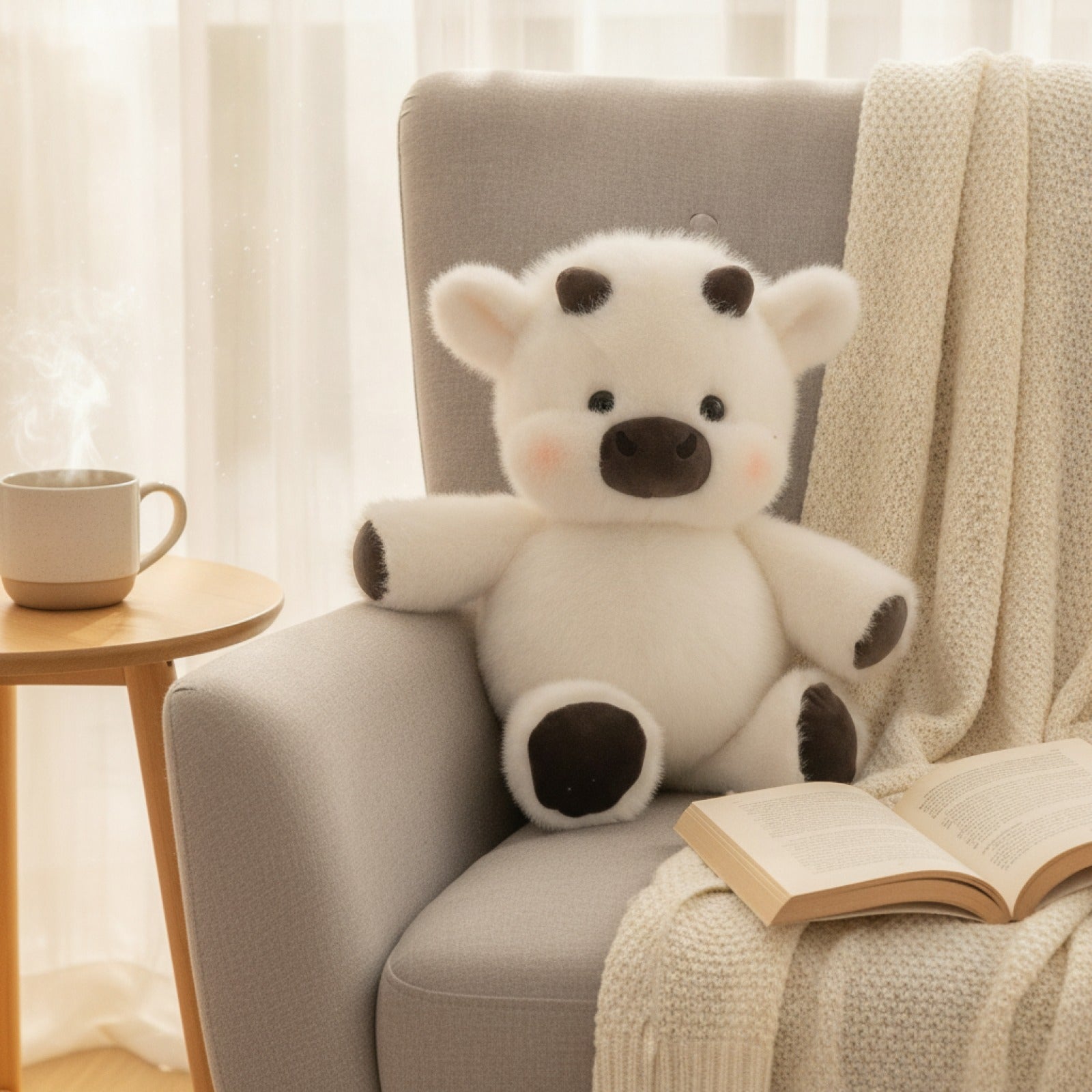 Cochon en Peluche Doux 17,7 Pouces - Cadeau Créatif et Soutien Émotionnel (Blanc)