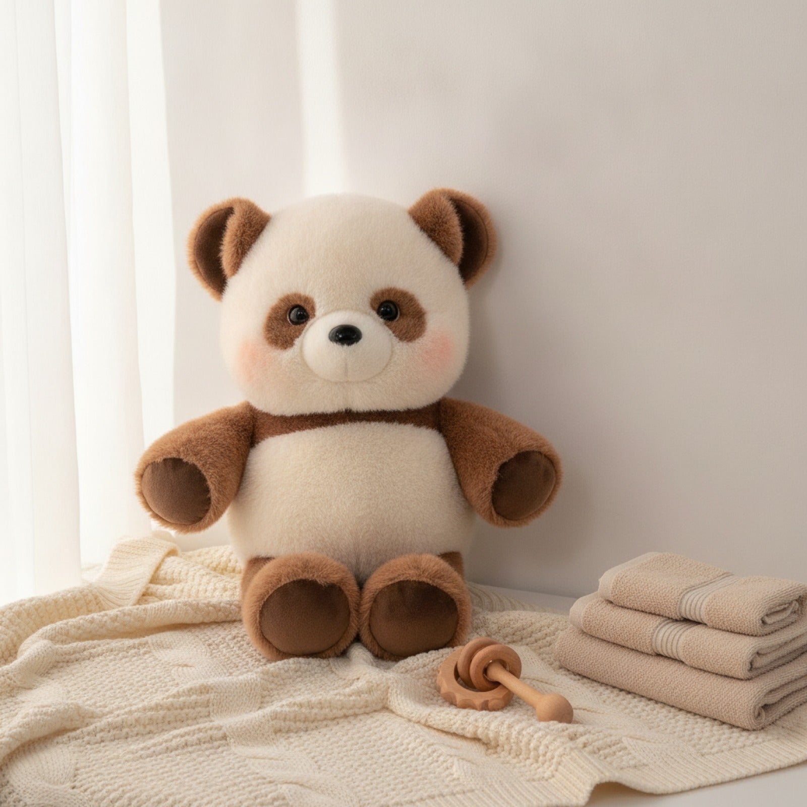 Peluche Panda Brun Kawaii 45cm - Coussin Doux & Cadeau Original