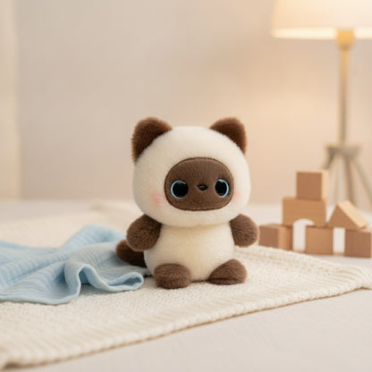 Peluche Chat Siamois Kawaii 15cm - Cadeau Enfant Doux