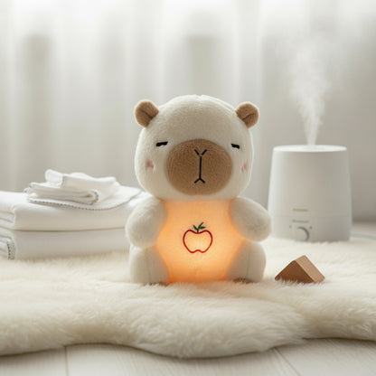 Peluche Ours Respiratoire Bébé - Compagnon Apaisant avec Son et Lumière (Blanc)