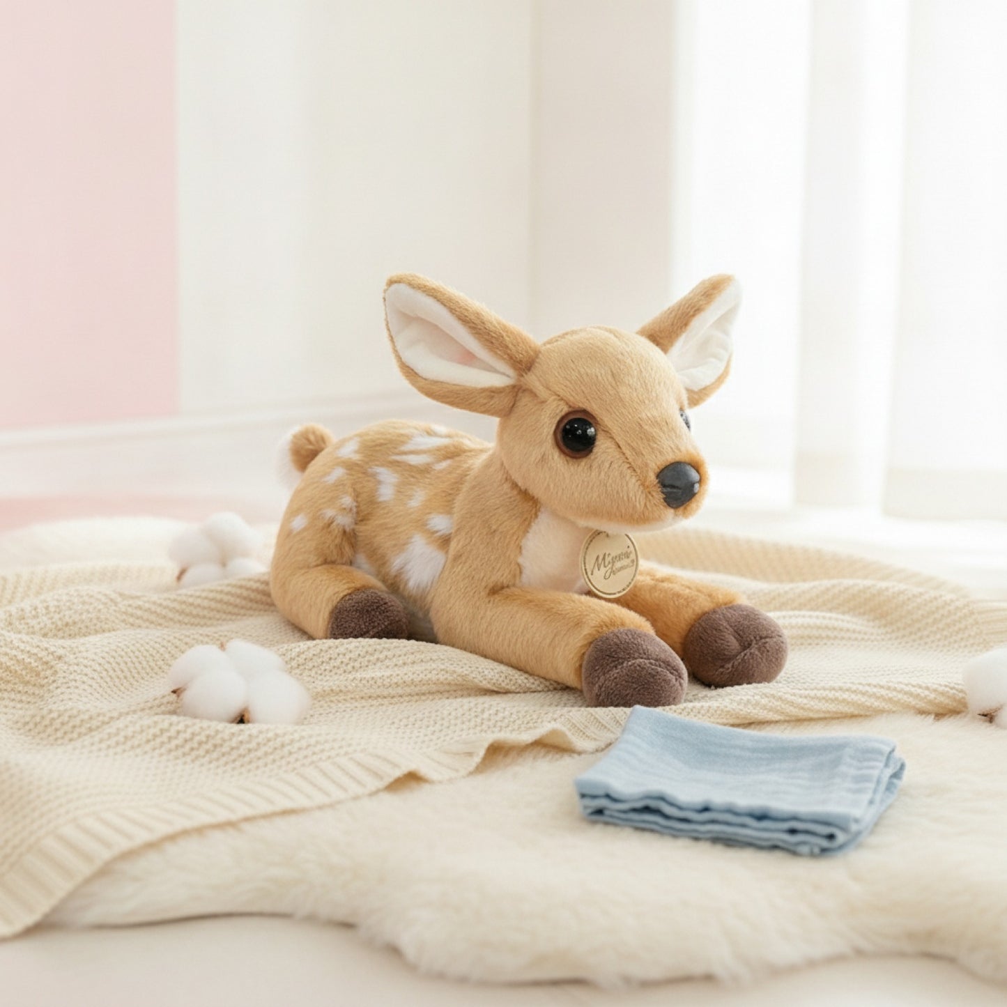 Peluche Cerf Mignon 25cm - Doudou Animal Dessin Animé Doux, Cadeau Enfant Noël Anniversaire