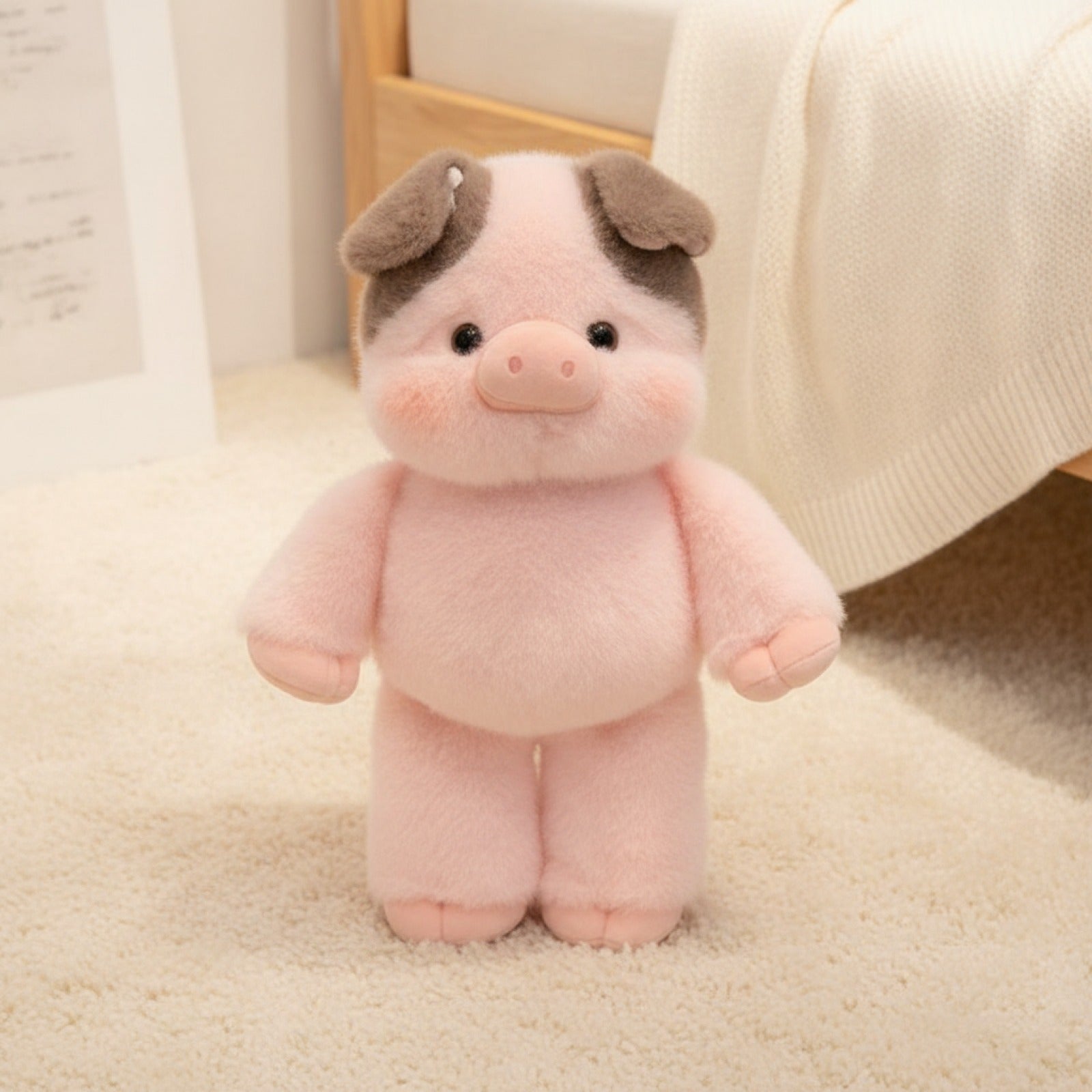 Cochon en Peluche Doux Rose Brumeux - Coussin Mignon 17,7 Pouces