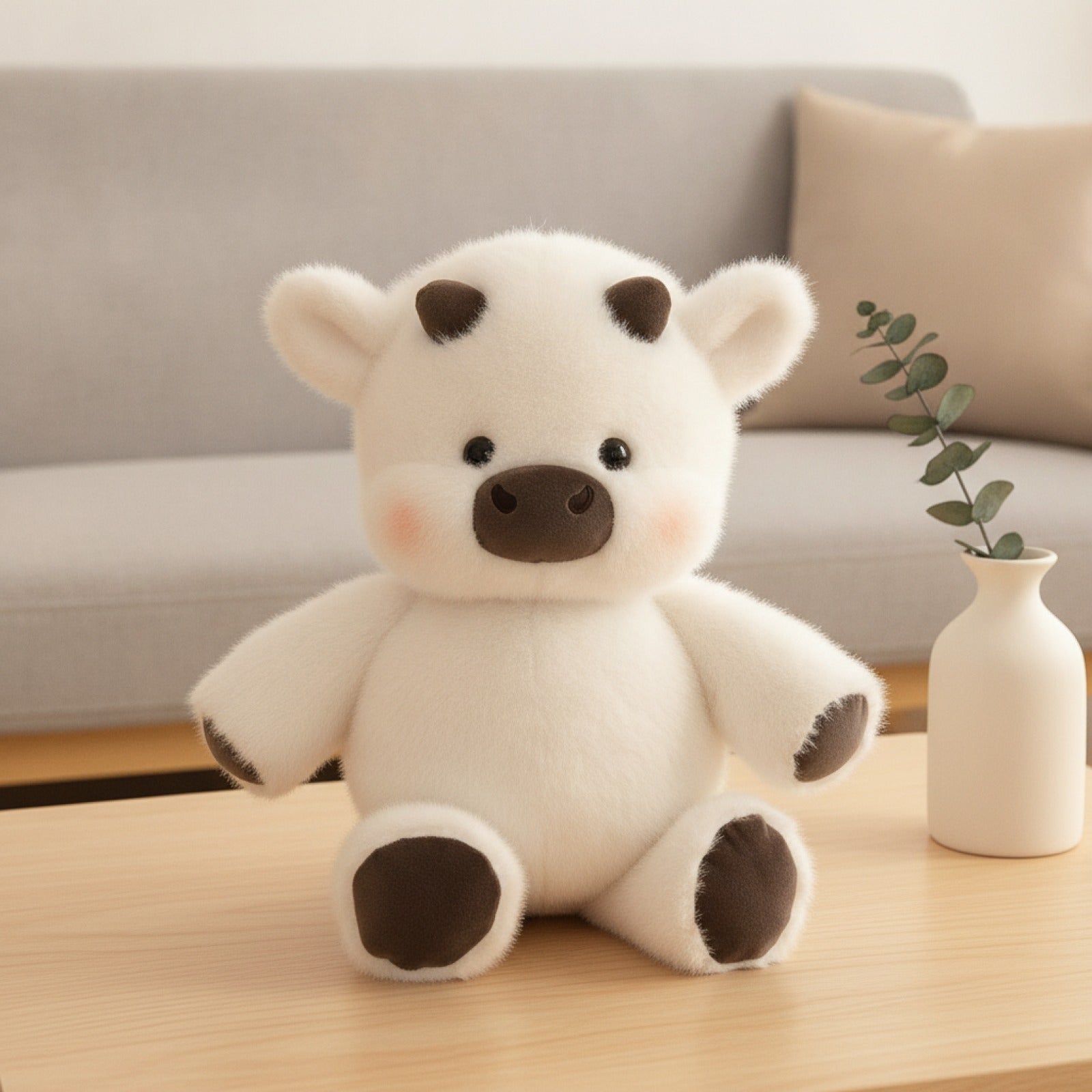 Cochon en Peluche Doux 17,7 Pouces - Cadeau Créatif et Soutien Émotionnel (Blanc)