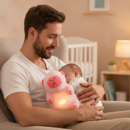 Peluche Ours Respiratoire Bébé "Pink B" - Jouet Musical Apaisant avec Lumière