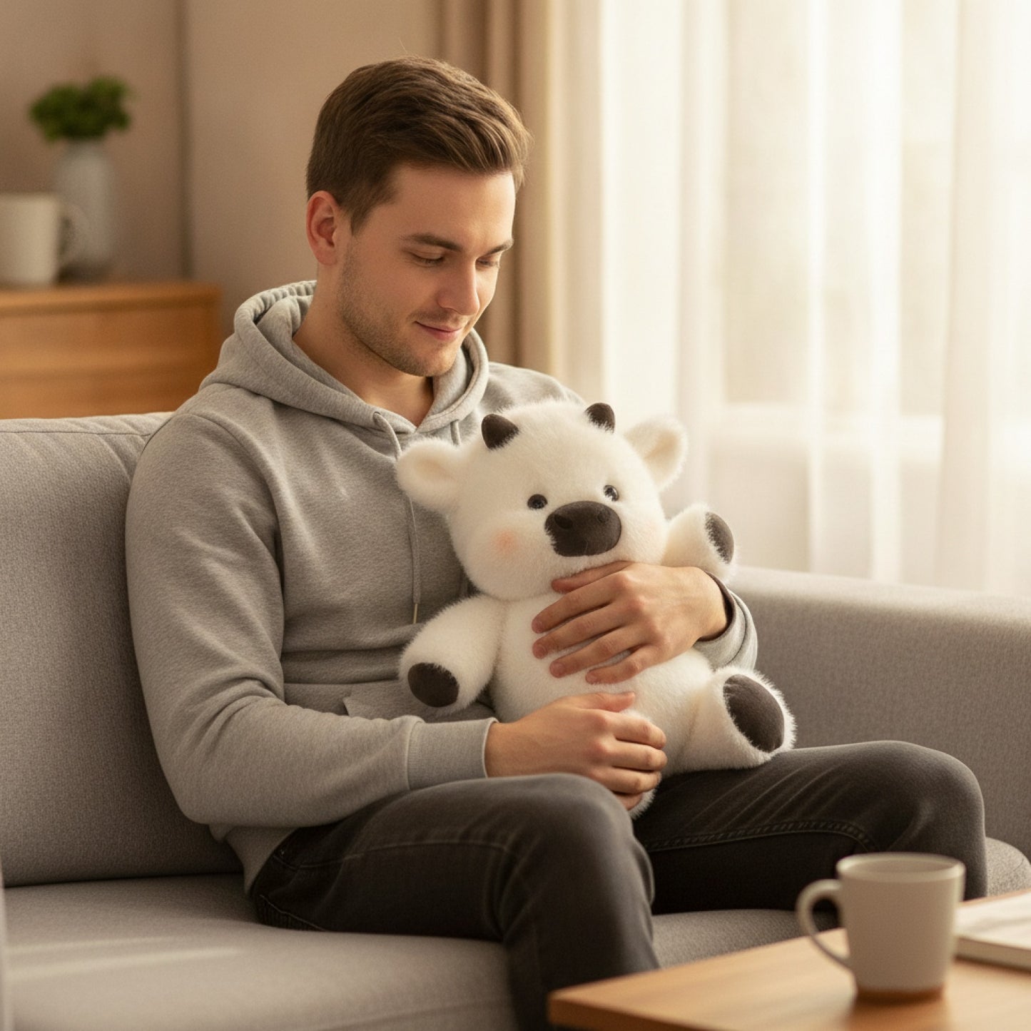Cochon en Peluche Doux 17,7 Pouces - Cadeau Créatif et Soutien Émotionnel (Blanc)