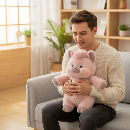 Cochon en Peluche Doux 17,7 Pouces - Cadeau Créatif et Soutien Émotionnel (Prune)