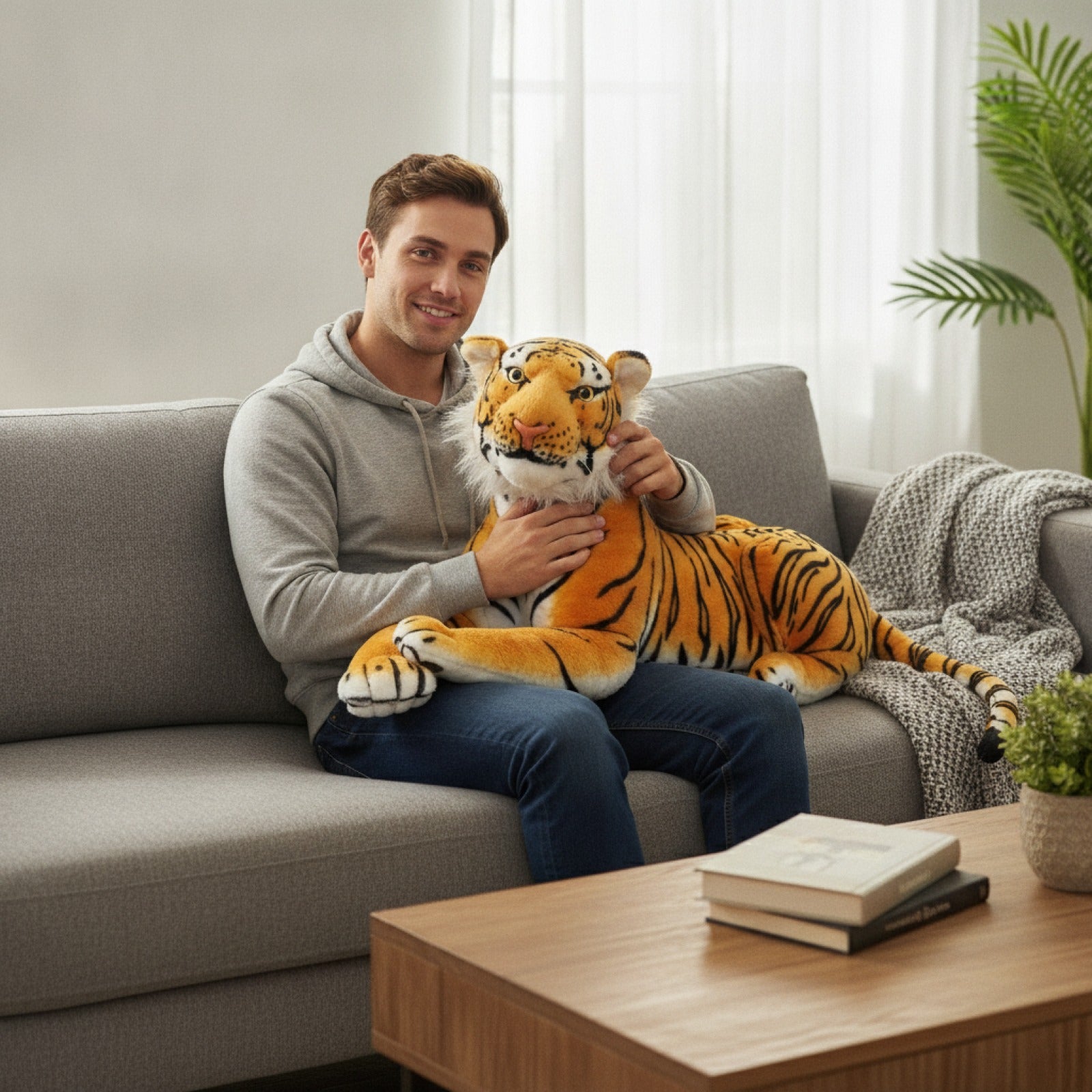 Peluche Géante Tigre Réaliste 75 cm - Douceur et Aventure Sauvage