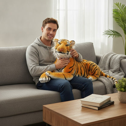 Peluche Géante Tigre Réaliste 75 cm - Douceur et Aventure Sauvage