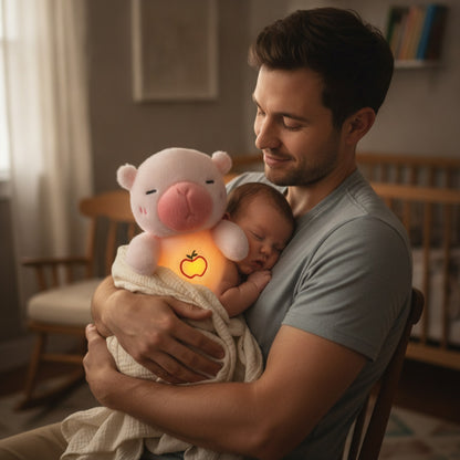 Peluche Ours Respiratoire Bébé Rose - Compagnon Apaisant avec Son et Lumière