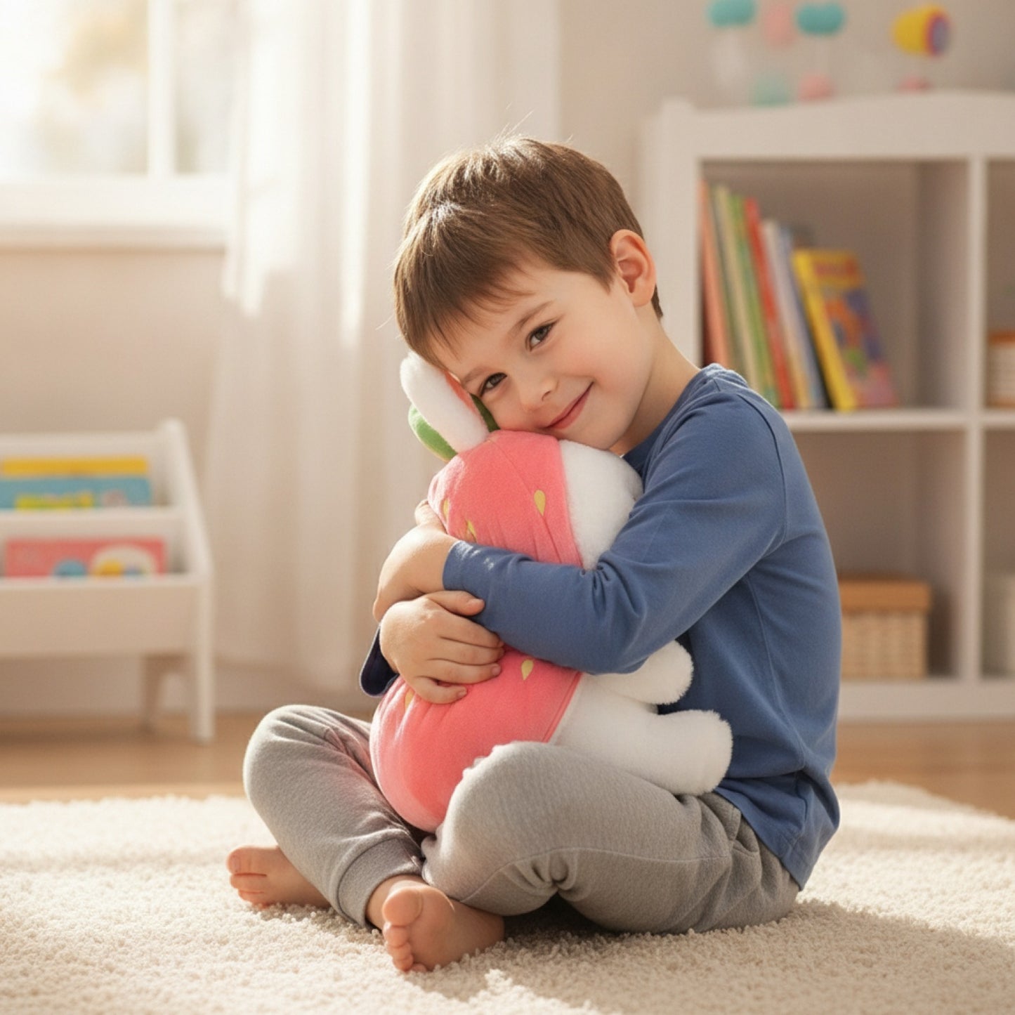 Peluche Lapin Fraise 25cm - Cadeau Enfant Original