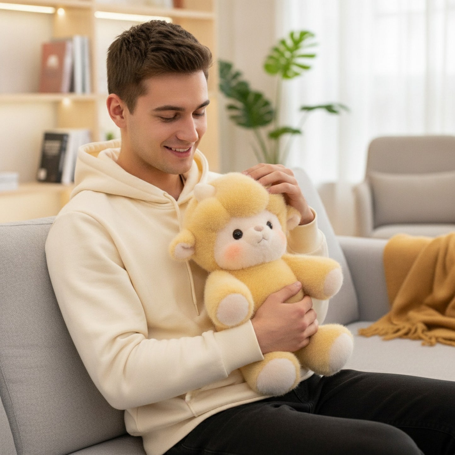 Cochon en Peluche Doux et Mignon - Coussin de Soutien Émotionnel (17,7 pouces, Brun Rosé)