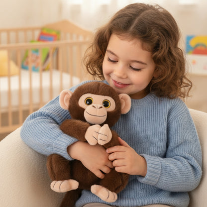 Peluche Singe Main de Bouddha 27cm - Jouet Yeux Scintillants Cadeau Anniversaire