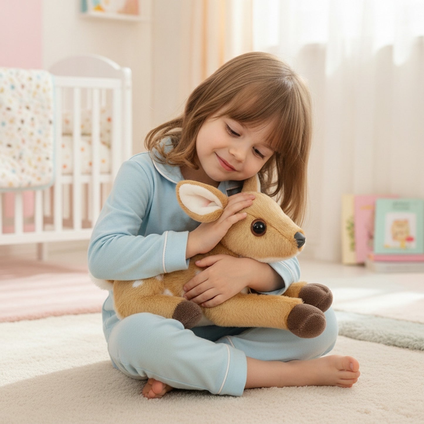 Peluche Cerf Mignon 25cm - Doudou Animal Dessin Animé Doux, Cadeau Enfant Noël Anniversaire