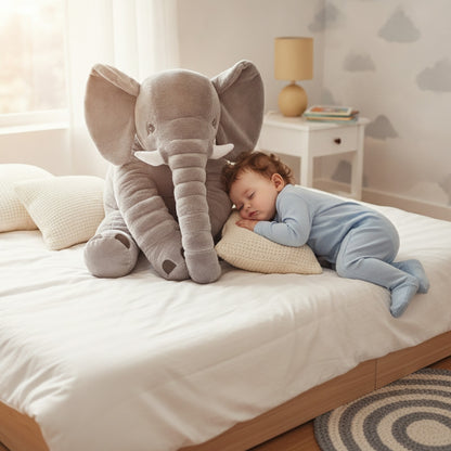 Peluche Éléphant Doux 40cm - Oreiller Bébé & Cadeau Enfant
