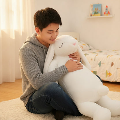 Peluche Lapin Géant Doux 90cm - Oreiller Animal Grande Oreille Cadeau Enfant
