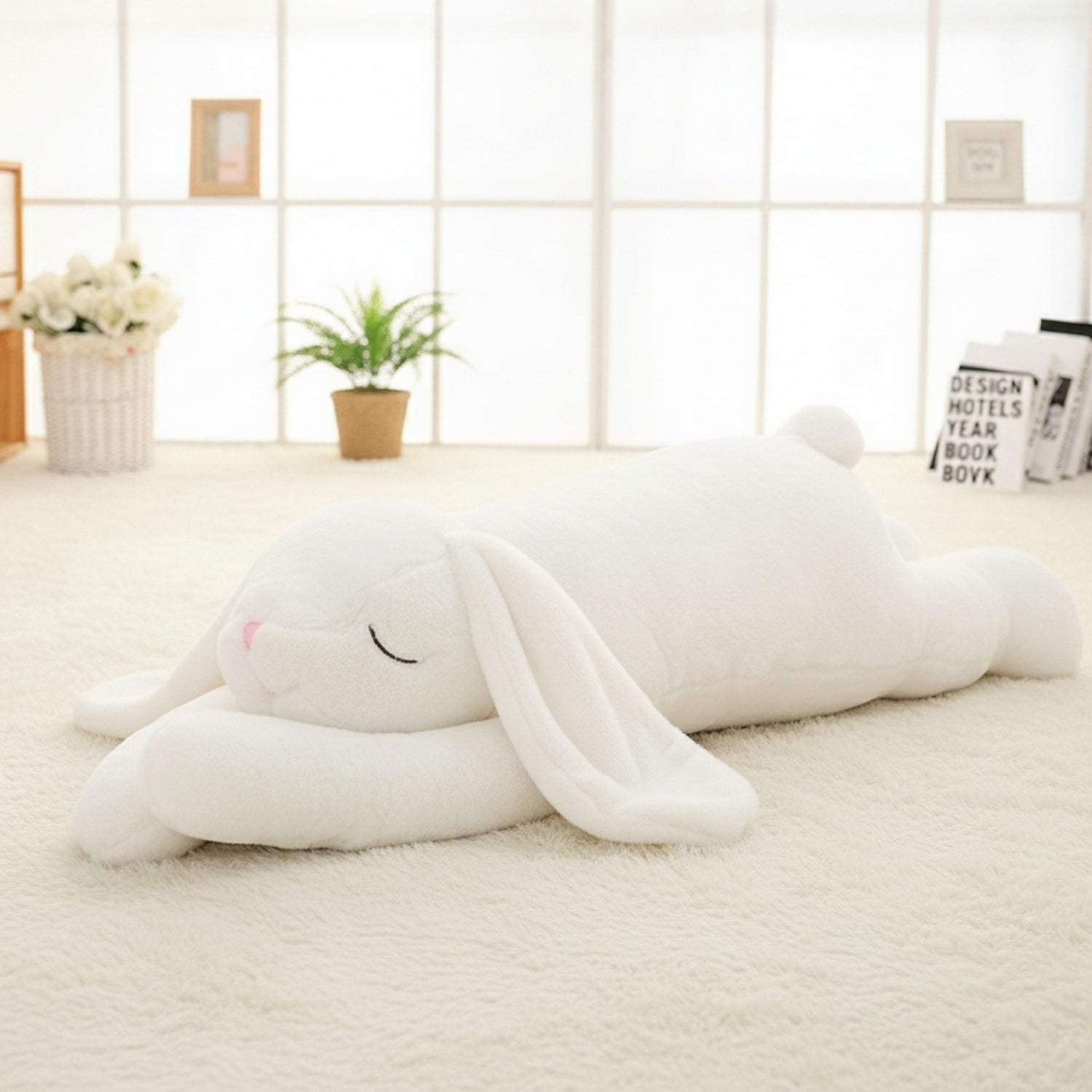 Peluche Lapin Géant Doux 90cm - Oreiller Animal Grande Oreille Cadeau Enfant