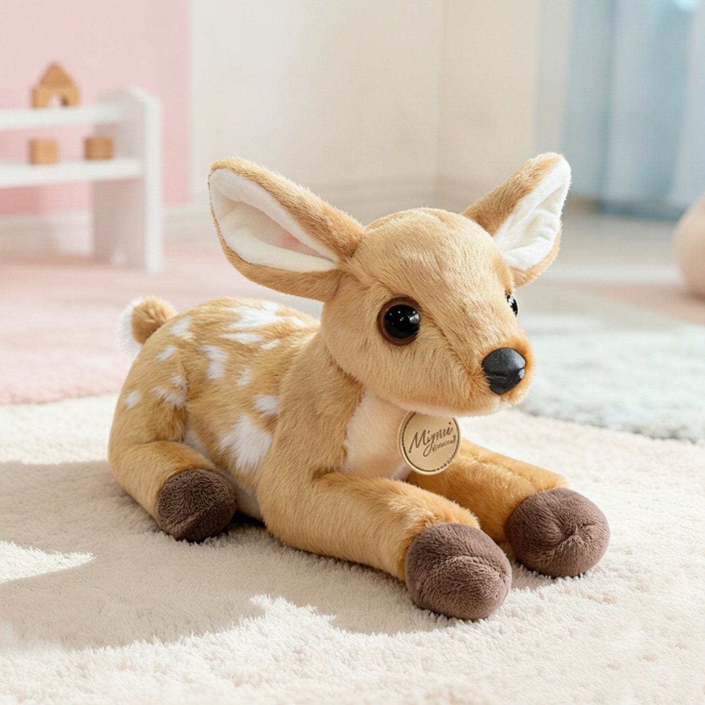 Peluche Cerf Mignon 25cm - Doudou Animal Dessin Animé Doux, Cadeau Enfant Noël Anniversaire