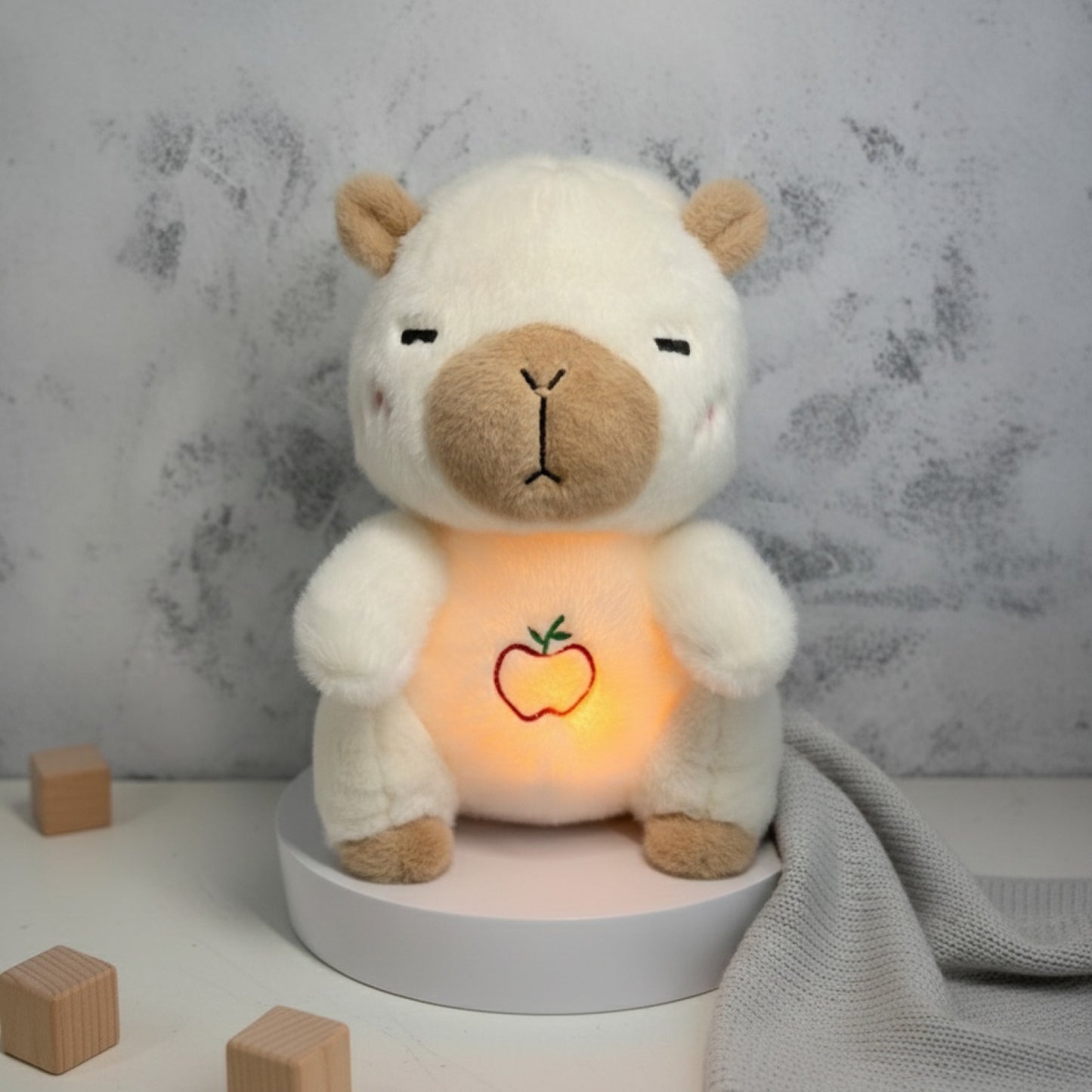 Peluche Ours Respiratoire Bébé - Compagnon Apaisant avec Son et Lumière (Blanc)