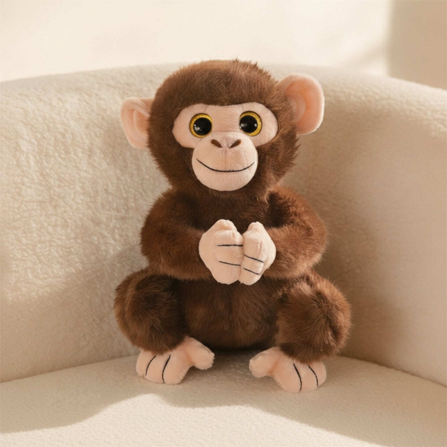 Peluche Singe Main de Bouddha 27cm - Jouet Yeux Scintillants Cadeau Anniversaire